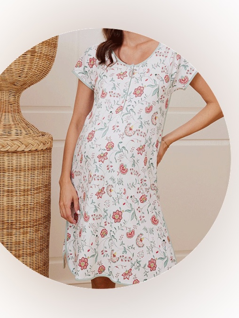 Lake maternity nightgown in garden vines